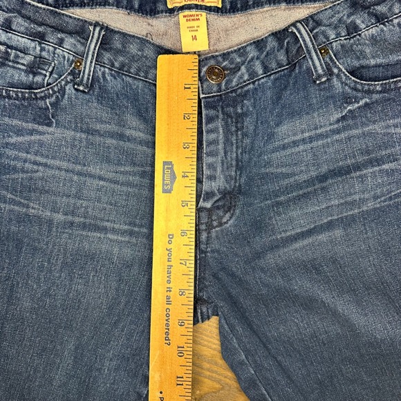 Steve Barry's Women's Denim Flare Jeans Embellished Pockets Size 14 - Picture 3 of 7